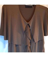 Simonton Says Women's Blouse Brown Short Sleeve V Neck Stretch - Plus 1X - $9.89