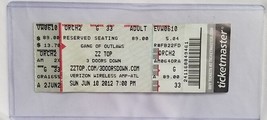 ZZ TOP / 3 DOORS DOWN - ORIGINAL 2012 UNUSED WHOLE FULL CONCERT TICKET - $20.57 CAD