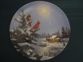 Moonlight Retreat Collector Plate Cardinal Rusty Rust Wings Of Winter Cabin Snow - $29.95