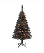 4Ft Pre-Lit Artificial Christmas Tree Halloween Holiday Decoration, Black - $974.31 MXN