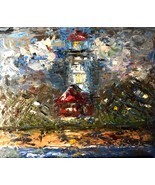 Lighthouse painting,original oil painting on canvas board,landscape wall... - £62.84 GBP