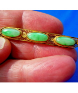 Earth mined Jade Antique Deco Brooch Victorian Filigree Solid 14k Gold B... - $1,895.25