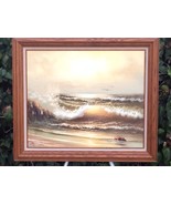 ORIGINAL MID CENTURY SEASCAPE OIL ON CANVAS by Listed Artist H. Gailey - £252.82 GBP