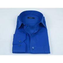 Men's Shirt By CASILA Turkey Cotton Blend Long Sleeves 502000-04 Solid Royal image 4