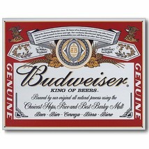 Budweiser Bud Beer Label Vintage Retro Can Advertising Anheuser Metal Ti... - £17.37 GBP