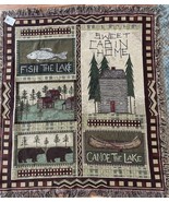 Throw Blanket Cabin Bear Fish Canoe Trees Cindy Shamp 50x60 - $34.99