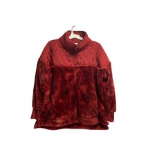 Lularoe Womens Size M Fur Coat Winter Jack Fur Pullover 1/2 Zip Burgundy - £19.54 GBP
