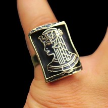 Cute Handmade Golden Brass Adjustable Ring Band Ancient Egyptian Queen C... - £16.18 GBP