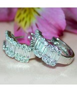 2.12Ct Baguette Round CZ Diamonds 925 Sterling Silver Pave Huggie Party ... - $95.16 CAD