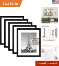 10x12 Picture Frame Set of 5, Display Pictures 7x9 with Mat or 10x12 Wit... - $41.57