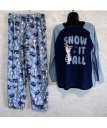 Olaf Disney Frozen Blue Snow it All Pajamas Top Fleece Bottom Women&#39;s Me... - £16.72 GBP