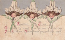Easter Joys Angel-Winged Female Faces with Flower Hats Postcard A21 - £2.33 GBP