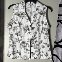 Women’s Medium Dress Barn Top, Button Down, Sleeveless , Floral - £9.38 GBP