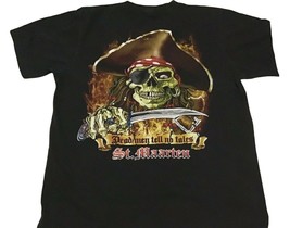 Pirate Skull Dead Men Tell No Tales St Maarten Mens Size M Tee Black - £26.77 GBP