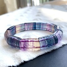 Natural Colorful Fluorite Quartz Crystal Clear Rectangle Beads Bracelet Bangle 1 - £43.23 GBP