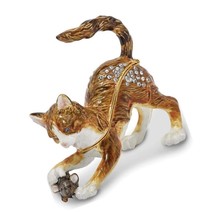 Crystals Gold-tone Enameled Cat Mouse Box - £338.49 GBP