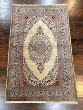 Silk Turkish Rug 2x3 Handmade Kayseri Vintage Semi Open Field Medallion Carpet - $2,199.00