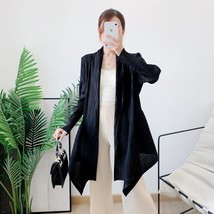 Pleated Shawl Cardigan 2022 Autumn Thin Windbreaker Long Sleeve  Loose T... - $160.81