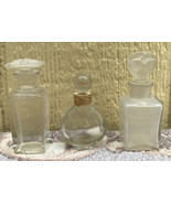 Vintage 3 Glass Perfume Bottles w/ dauper  Stoppers Gold Collar w Dancers - $19.80