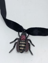 Vintage Cristal Austriaco Acero Inoxidable Bug Insecto Colgante Gargantilla - £24.93 GBP