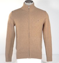 Tommy Hilfiger Heather Tan Zip Front Lux Cotton Cardigan Sweater Mens NWT - £95.56 GBP