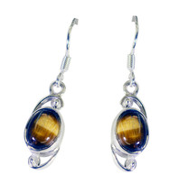 fine Tiger Eye 925 Sterling Silver Brown Earring indian CA gift - £18.20 GBP