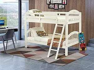 Attractive Bunk Two Separate Real Wood Beds Ladder With Four Steps And G... - $399.99
