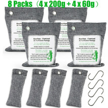 Bamboo Charcoal Odor Eliminator Bag 8-Pack Activated Charcoal Odor Absorber Hook - £26.85 GBP