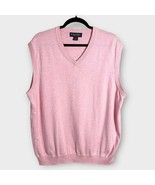 BROOKS BROTHERS Mens XL Pink 100% Supima Cotton Sweater Vest V Neck Preppy - $39.66 CAD
