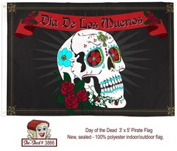 Day of the Dead Pirate Flag 3x5 Pirate Skull Flag - new Dia De Las Muertos Flag - £7.44 GBP