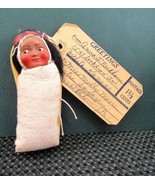 1930s vintage SKOOKUM NATIVE AMERICAN INDIAN DOLL w wichita ks mailing l... - £53.93 GBP
