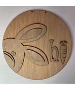 Bunny Hi Round Wood Easter Door Hanger Blank - $24.64 CAD