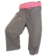 FIS22 brown - Yoga Sport Wrap Trousers Fisherman Thailand Cotton Fisherp... - $19.99