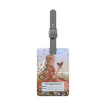 Luggage Tag Fairy-Tale Princess Holding a Bird Cartoon  | Rectangle Saff... - £15.65 GBP