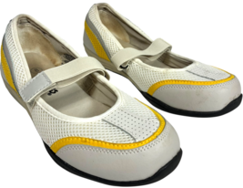 Curves for women white/yellow/grey gym shoes hook &amp; loop close size 8 - $18.05