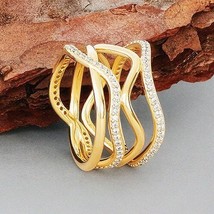 2019 Autumn Release Shine Collection Swirling Lines Ring With Clear CZ  - £16.63 GBP