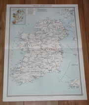 1908 ORIGINAL ANTIQUE MAP OF IRELAND RAILWAYS - £26.60 GBP