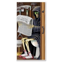 Funny GRIM REAPER on POTTY DOOR COVER Bathroom Toilet Birthday Party Dec... - $143.82 MXN