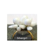 Fun OOAK White Beaded Bling Ring - $186.39 MXN