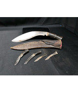 Vintage Gurkha Khukuri Kukri Knife Set &amp; Sheath W/ 4 Small Knives Wood B... - $74.79