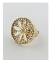 Women s Multi Color Rhinestone Flower Adjustable Ring - £6.32 GBP