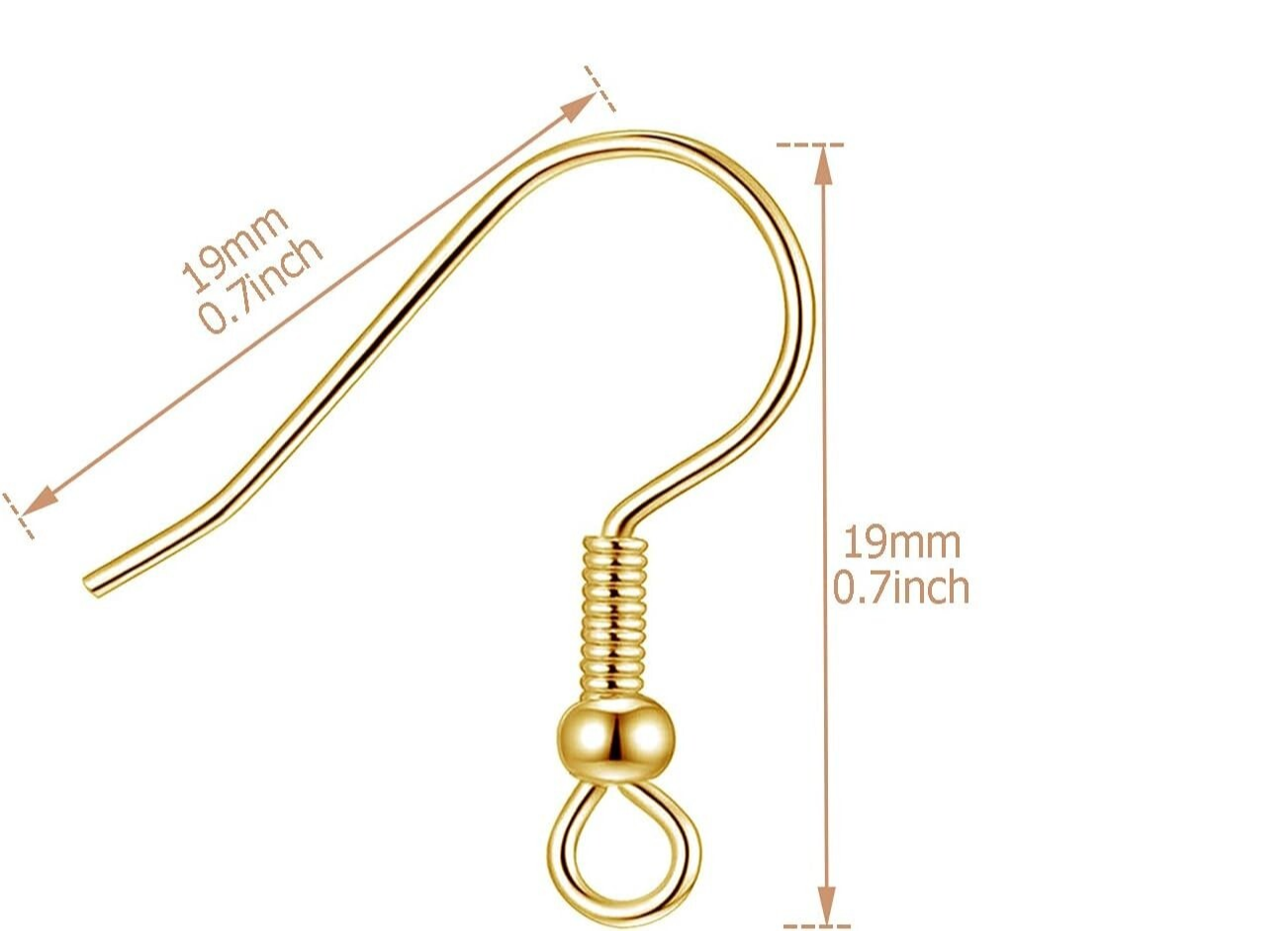 Gold Earring Wires Brass Ear Hooks Jewelry Making Findings 10pcs - $5.10