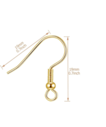 Gold Earring Wires Brass Ear Hooks Jewelry Making Findings 10pcs - $5.10