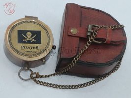 Antique Flat Pocket Compass with Pirates Sign Image Engraved || (Antique Brown C - £35.96 GBP