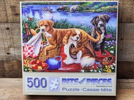 Bits &amp; Pieces Jigsaw Puzzle - “Puppy Picnic” 500 Piece - SHIPS FREE - £14.97 GBP
