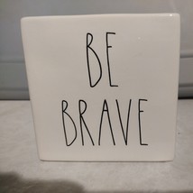 Rae Dunn Be Brave / Work Hard 2 Sided Block Office Desk Paperweight Decor - £10.10 GBP