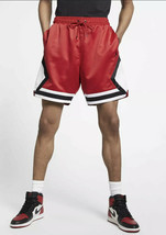 New Nike Air Jordan Satin Diamond Shorts Mens Sz L RED/WHITE/BLACK AO2820 687 - £61.43 GBP