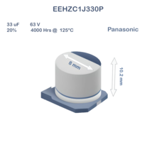10X EEHZC1J330P Panasonic 33uF 63V 8x10.2 Aluminum Organic Polymer Capac... - $5.76