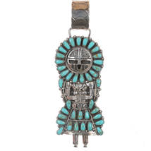 Larry Moses Begay Navajo silver turquoise cluster Kachina pendant - $796.95