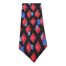 Zylos George Machado Mens Black Red Blue Geometric Silk Neck Tie Necktie 55.5x4&quot; - £3.91 GBP